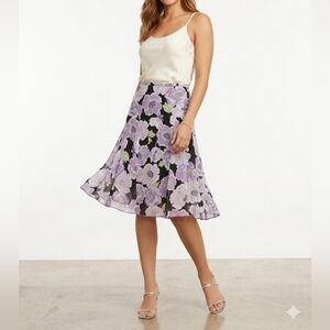 Karen Kane New Size 4 Lavender Floral Skater Skirt on Black